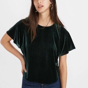 Madewell Green Velvet Butterfly Top